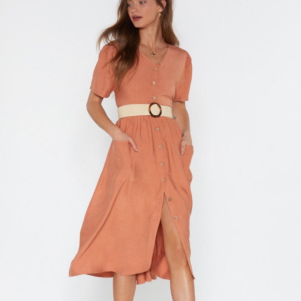orange midi dress